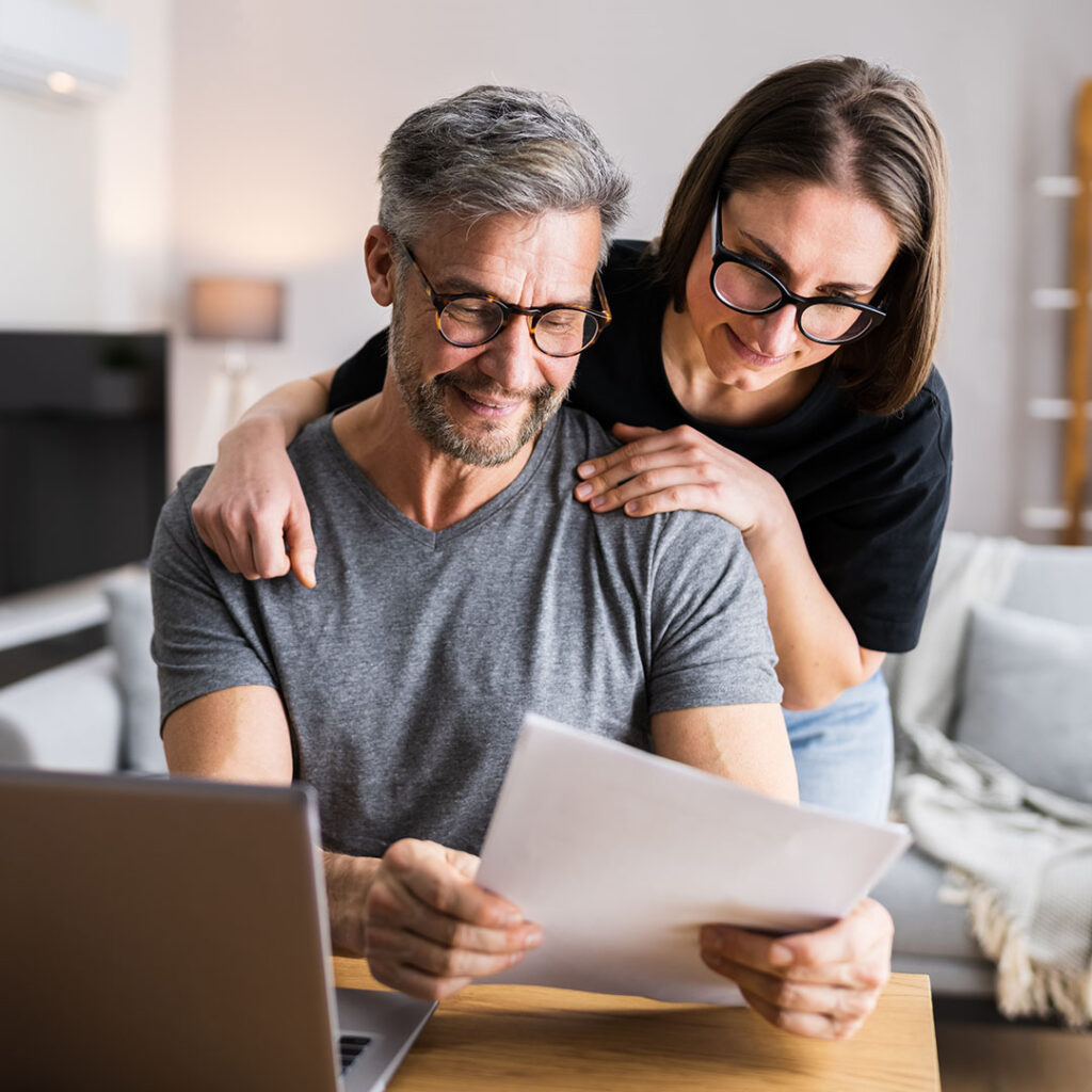couple reviewing their tax documents